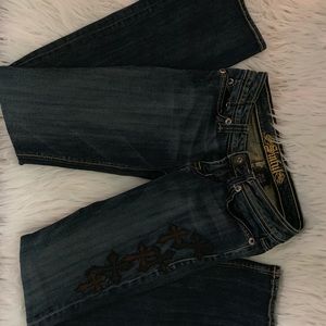 Sinful by Affliction Jeans with Leather Crosses